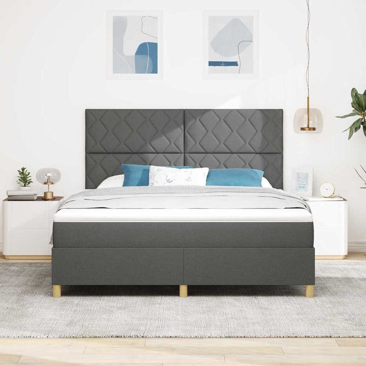 LED Box Spring Bed med hovedgærde Mørkegrå 180 x 200 cm Stof