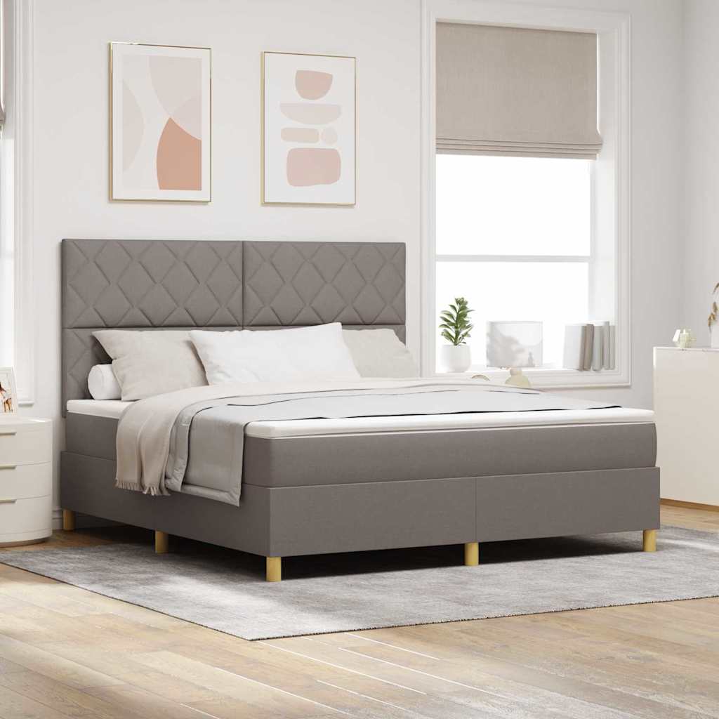 LED Box Spring Bed med hovedgærde Gråbrun 180 x 200 cm Stof