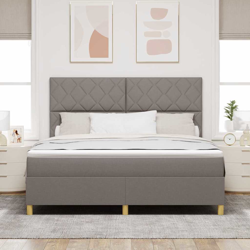 LED Box Spring Bed med hovedgærde Gråbrun 180 x 200 cm Stof