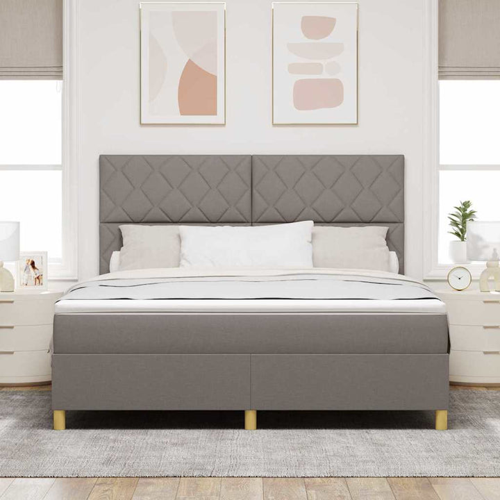 LED Box Spring Bed med hovedgærde Gråbrun 180 x 200 cm Stof