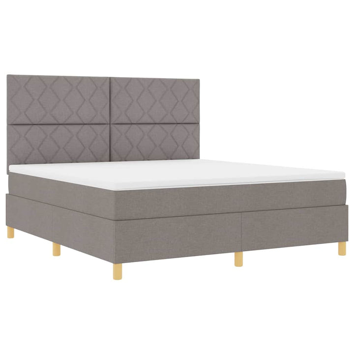 LED Box Spring Bed med hovedgærde Gråbrun 180 x 200 cm Stof