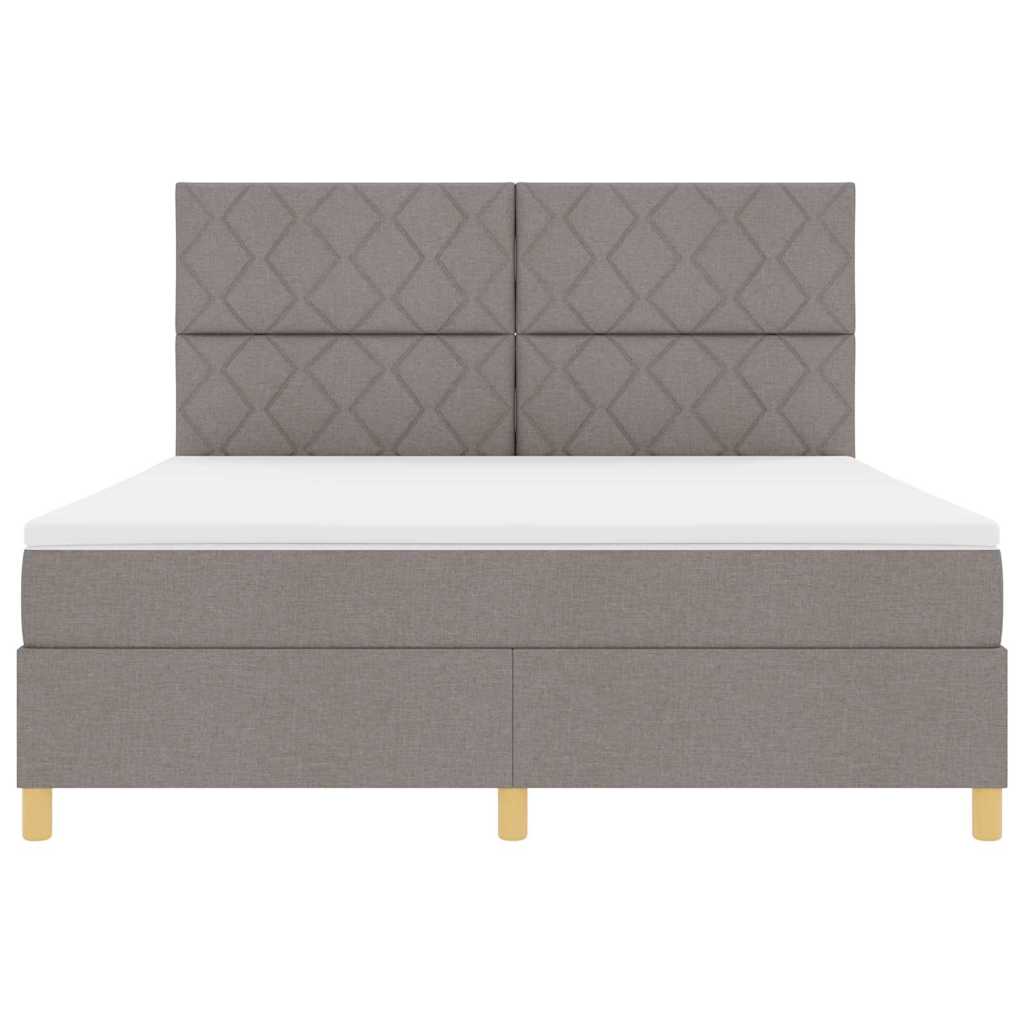 LED Box Spring Bed med hovedgærde Gråbrun 180 x 200 cm Stof