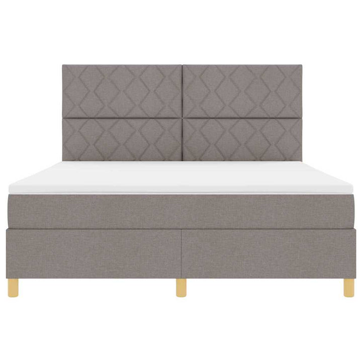 LED Box Spring Bed med hovedgærde Gråbrun 180 x 200 cm Stof