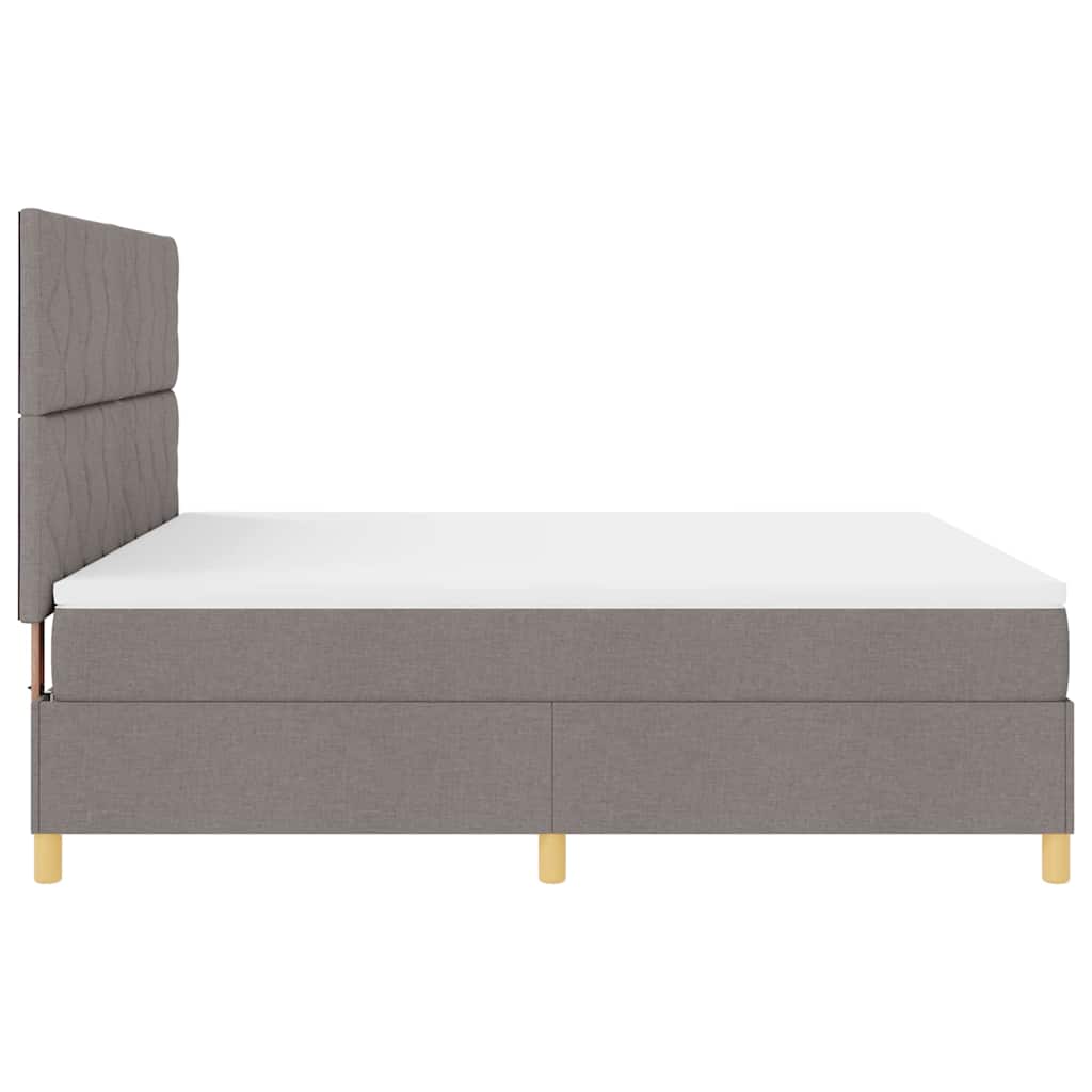 LED Box Spring Bed med hovedgærde Gråbrun 180 x 200 cm Stof