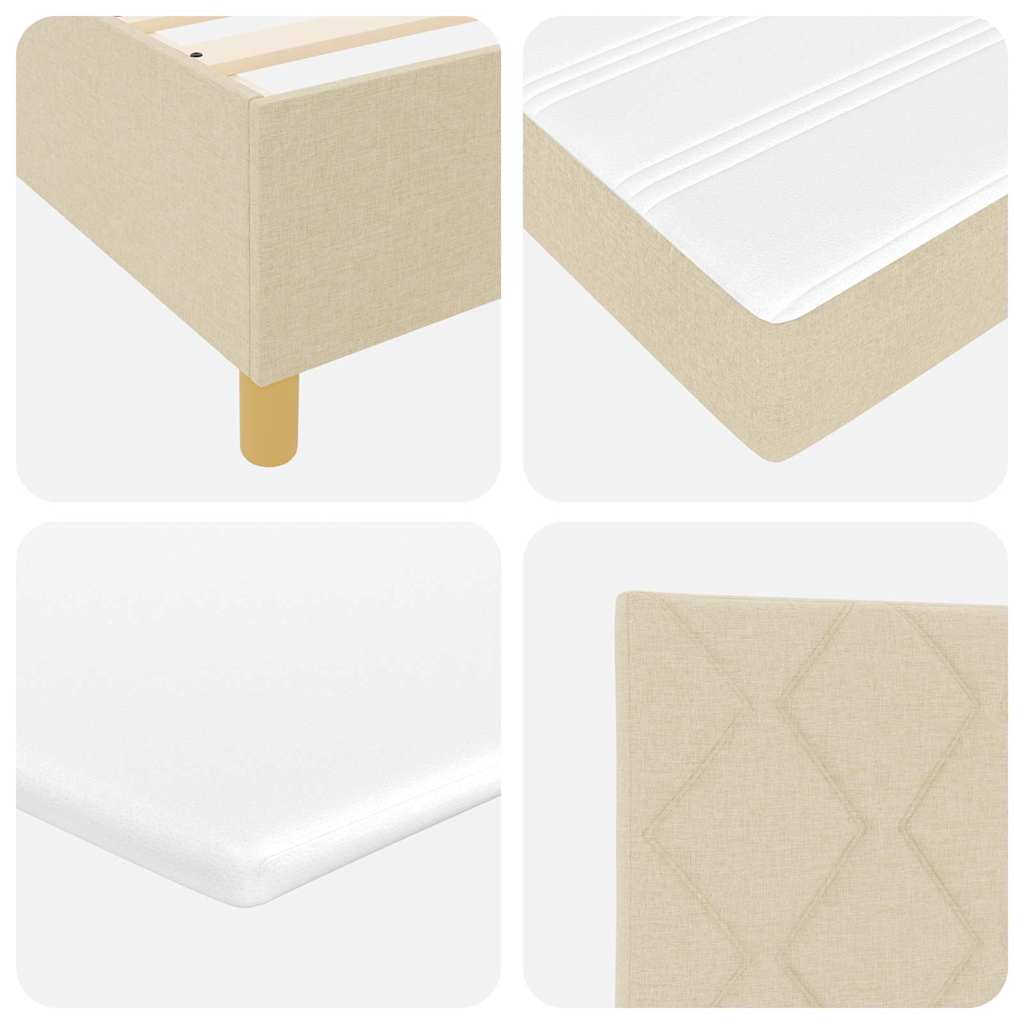 LED Box Spring Bed med hovedgærde Creme 180 x 200 cm Stof