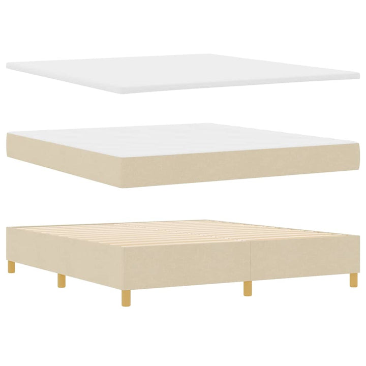 LED Box Spring Bed med hovedgærde Creme 180 x 200 cm Stof