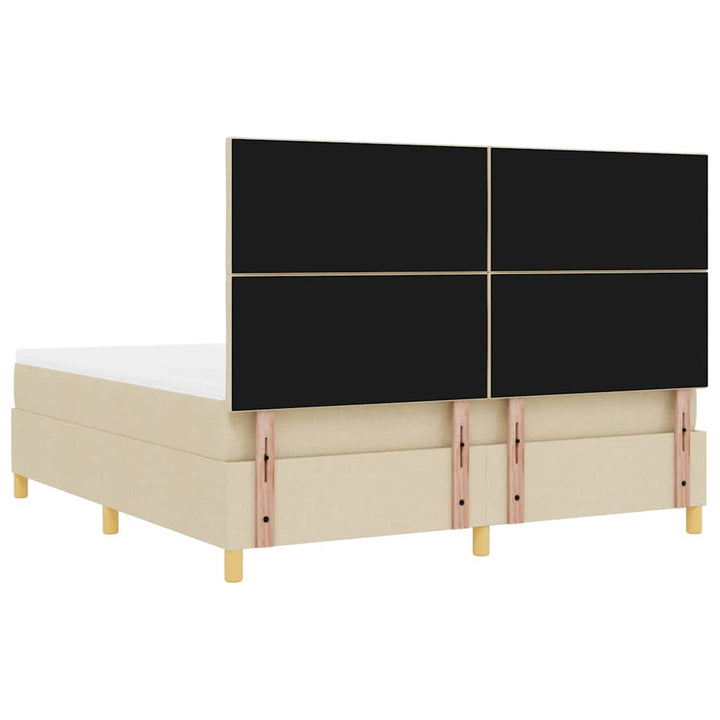 LED Box Spring Bed med hovedgærde Creme 180 x 200 cm Stof