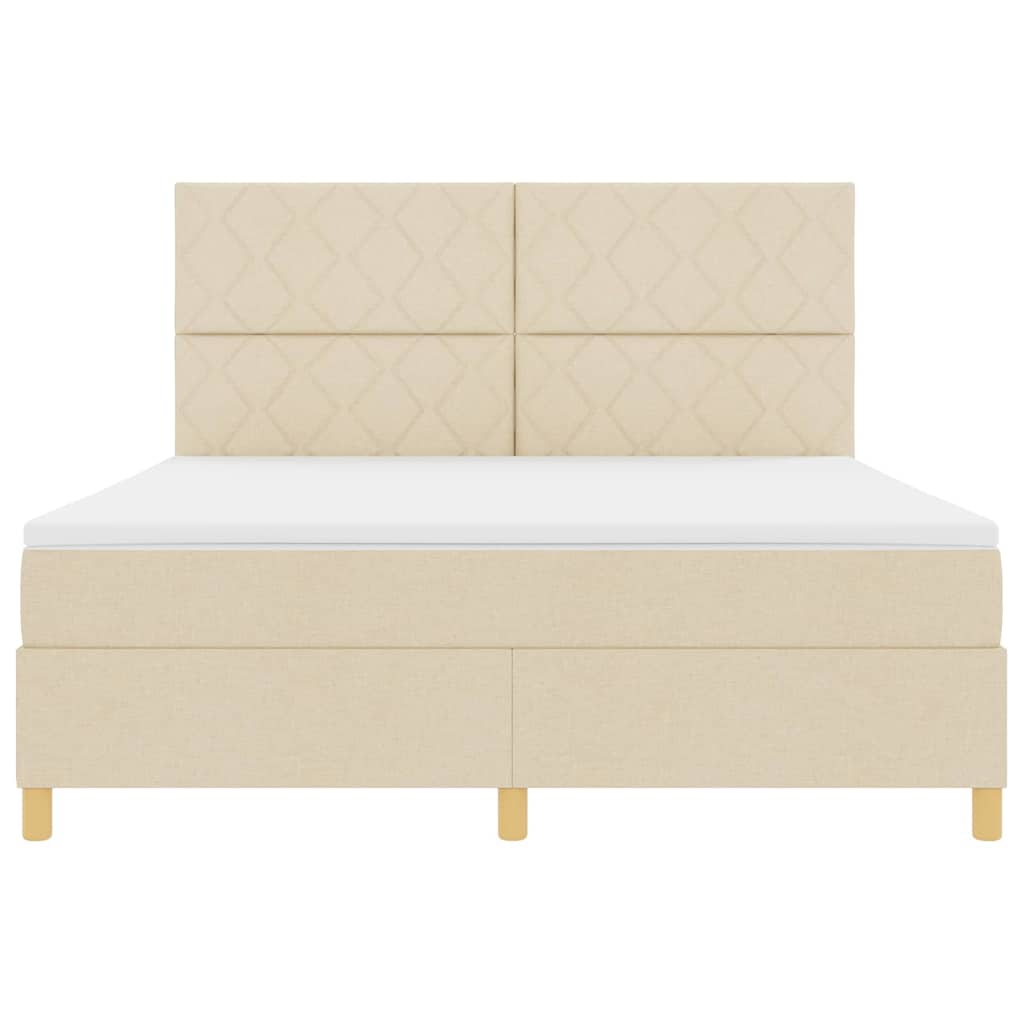 LED Box Spring Bed med hovedgærde Creme 180 x 200 cm Stof