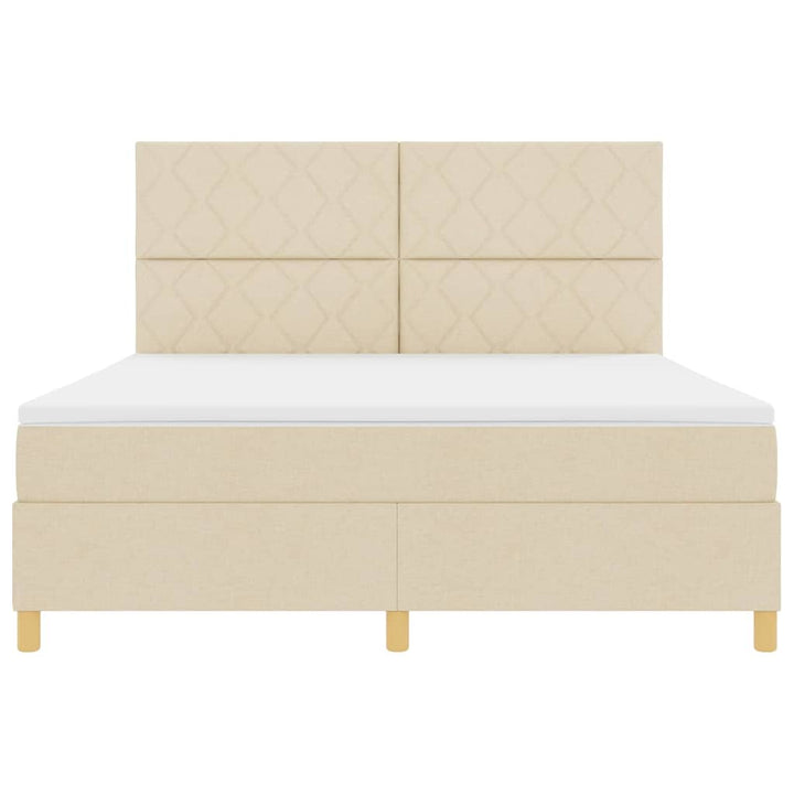 LED Box Spring Bed med hovedgærde Creme 180 x 200 cm Stof