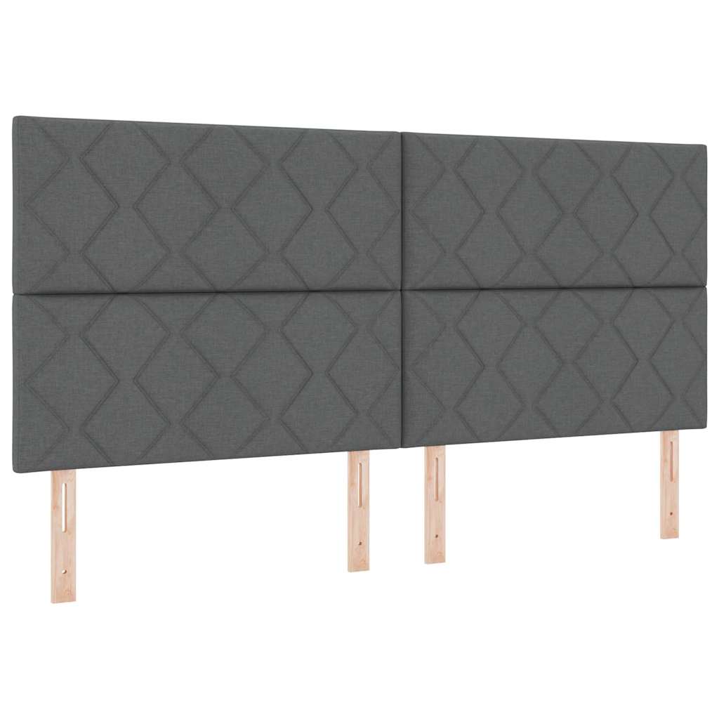 LED Box Spring Bed med hovedgærde Mørkegrå 200 x 200 cm Stof