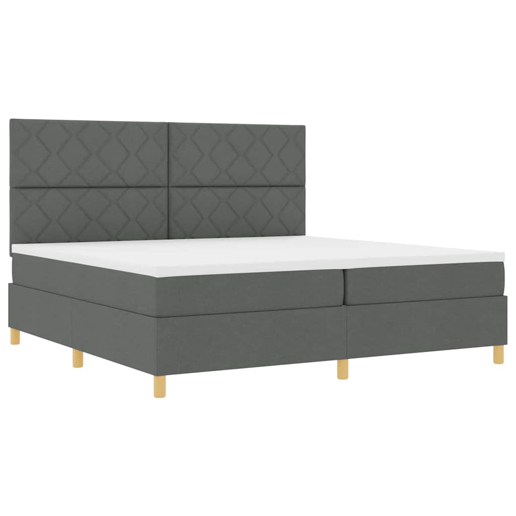 LED Box Spring Bed med hovedgærde Mørkegrå 200 x 200 cm Stof