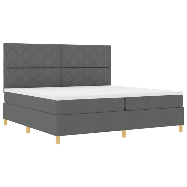 LED Box Spring Bed med hovedgærde Mørkegrå 200 x 200 cm Stof