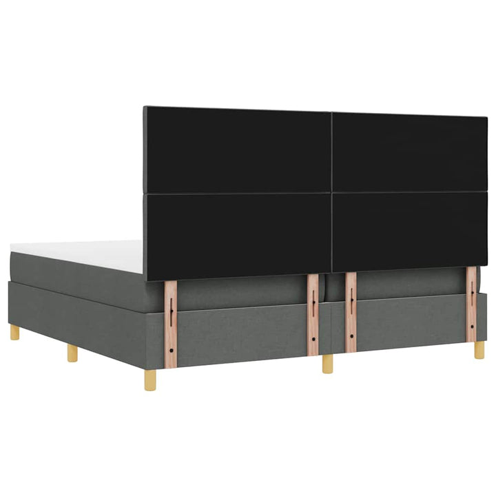 LED Box Spring Bed med hovedgærde Mørkegrå 200 x 200 cm Stof