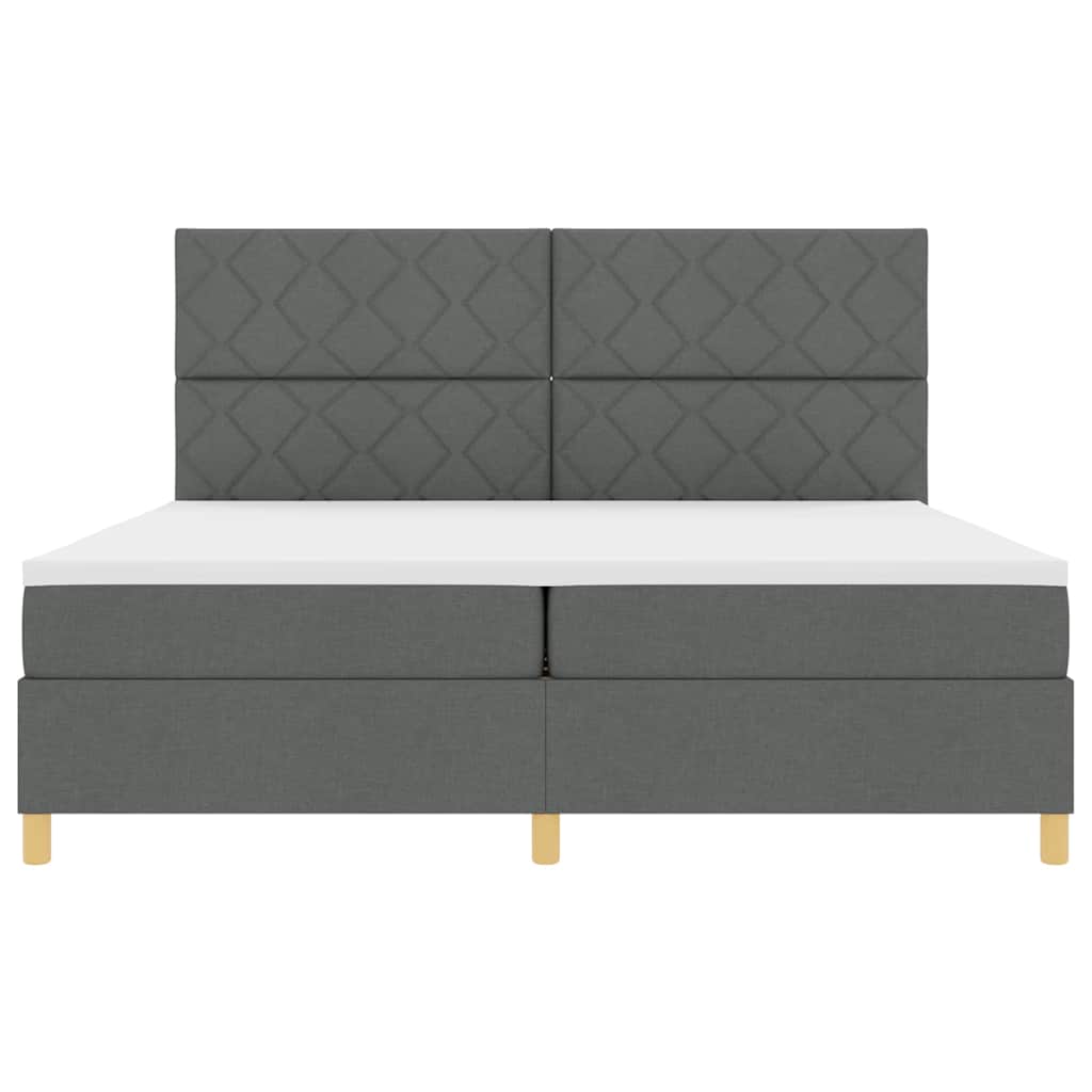 LED Box Spring Bed med hovedgærde Mørkegrå 200 x 200 cm Stof