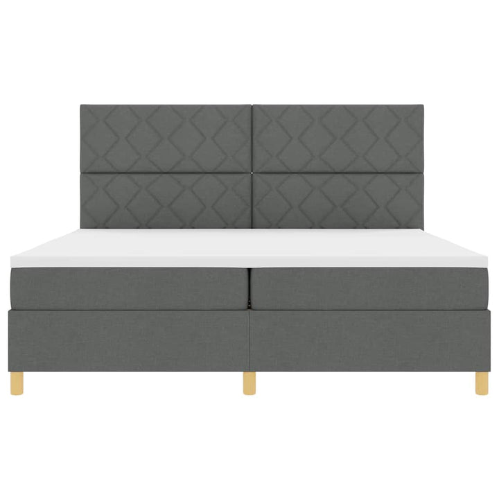 LED Box Spring Bed med hovedgærde Mørkegrå 200 x 200 cm Stof