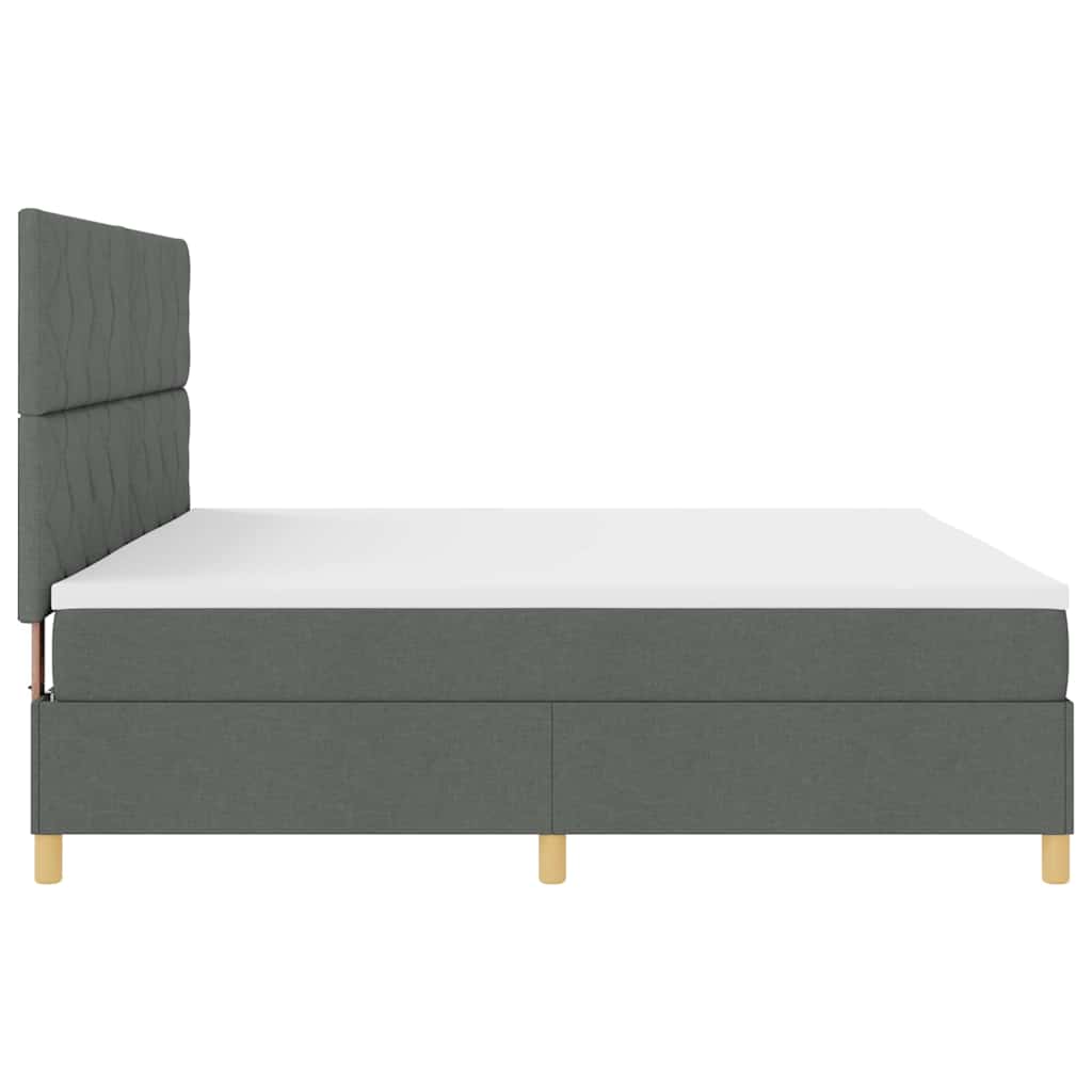 LED Box Spring Bed med hovedgærde Mørkegrå 200 x 200 cm Stof