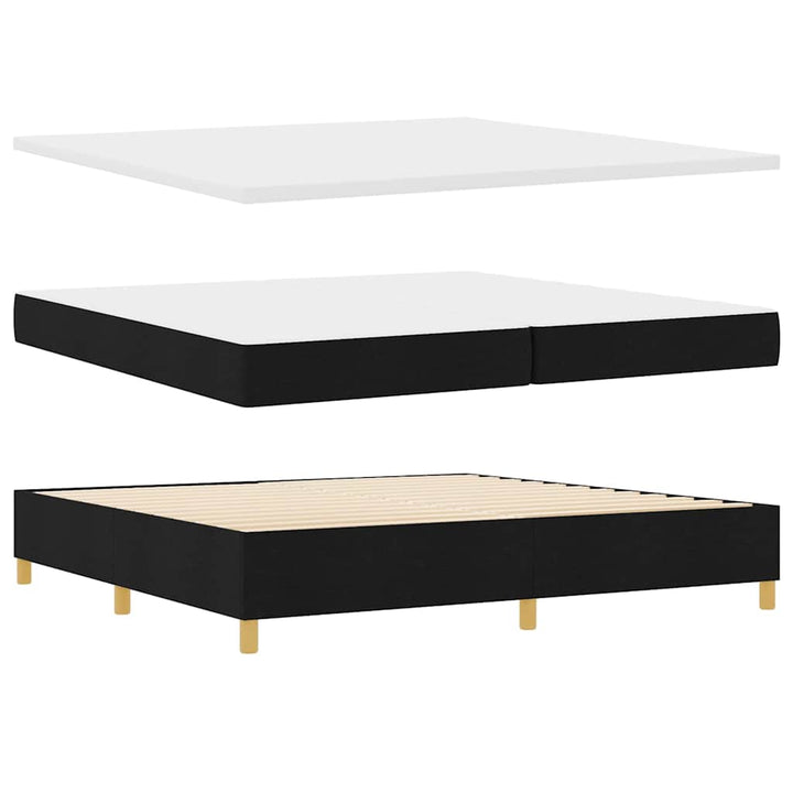 LED Box Spring Bed med hovedgærde Sort 200 x 200 cm Stof