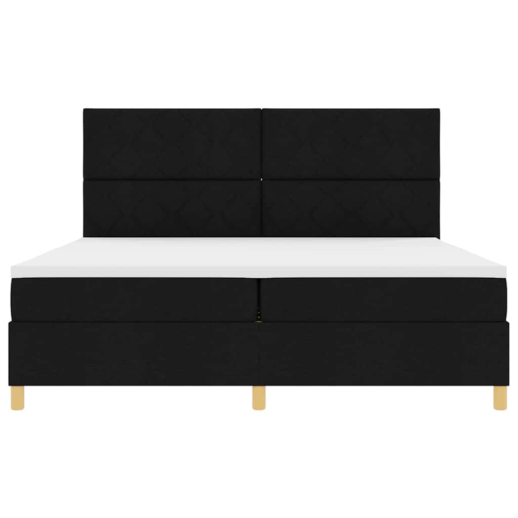 LED Box Spring Bed med hovedgærde Sort 200 x 200 cm Stof