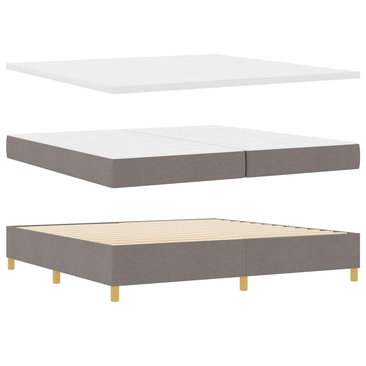 LED Box Spring Bed med hovedgærde Gråbrun 200 x 200 cm Stof