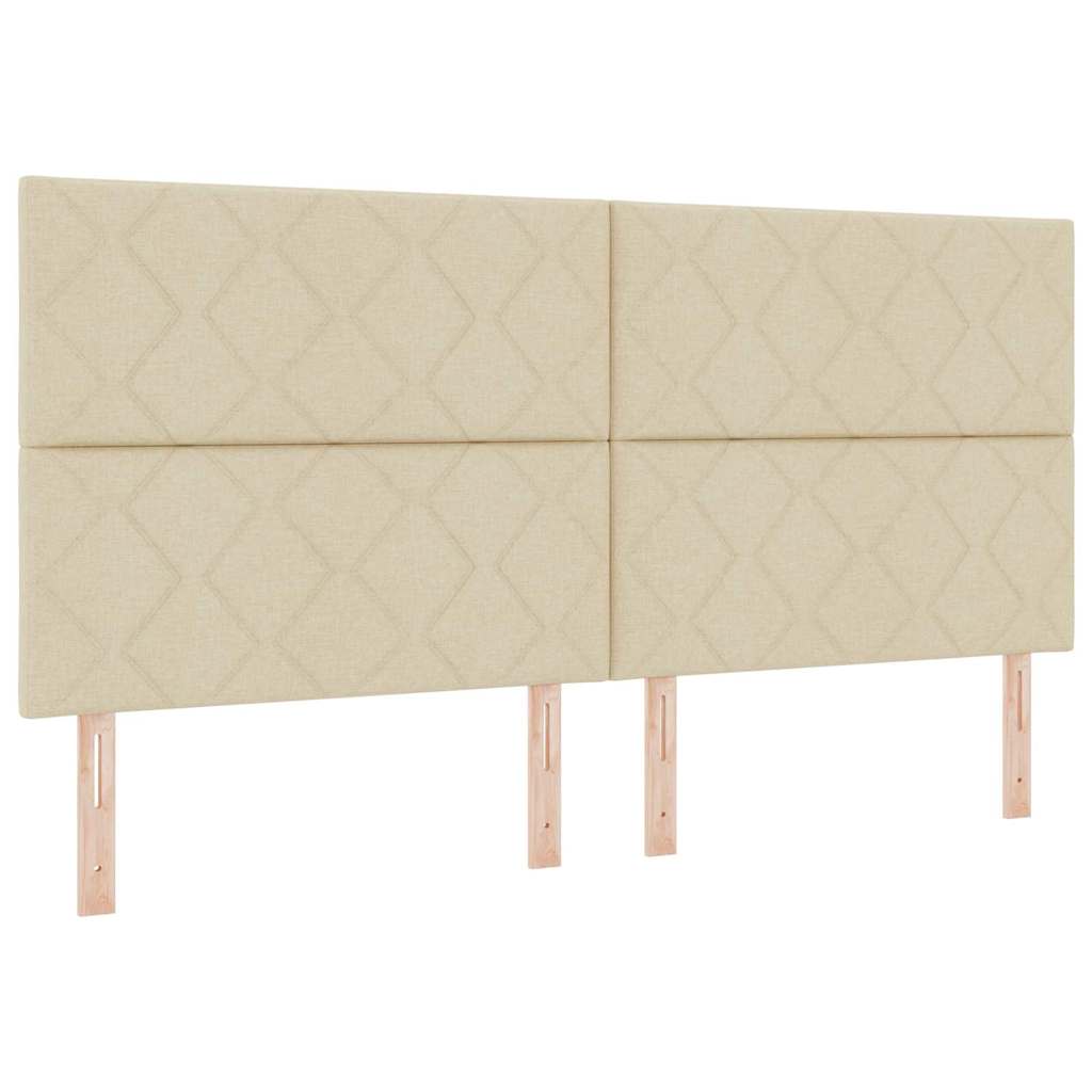 LED Box Spring Bed med hovedgærde Creme 200 x 200 cm Stof