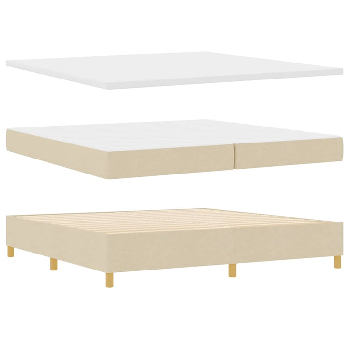 LED Box Spring Bed med hovedgærde Creme 200 x 200 cm Stof