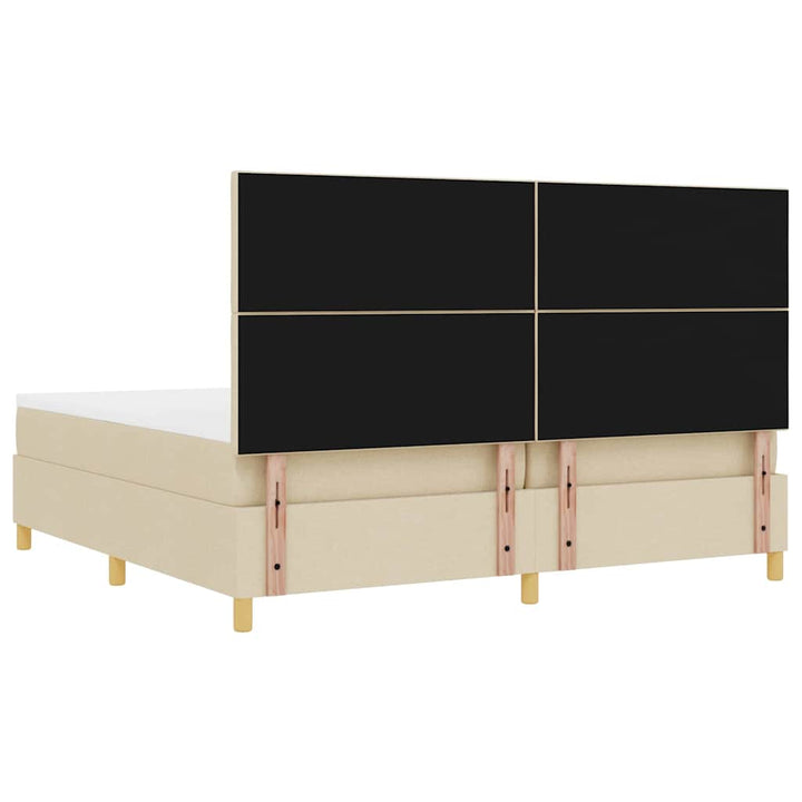 LED Box Spring Bed med hovedgærde Creme 200 x 200 cm Stof
