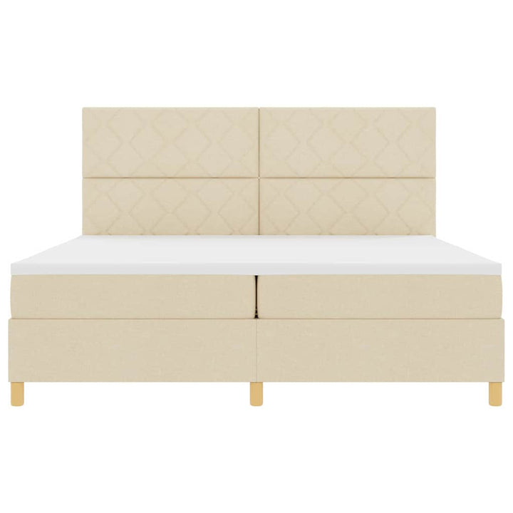 LED Box Spring Bed med hovedgærde Creme 200 x 200 cm Stof