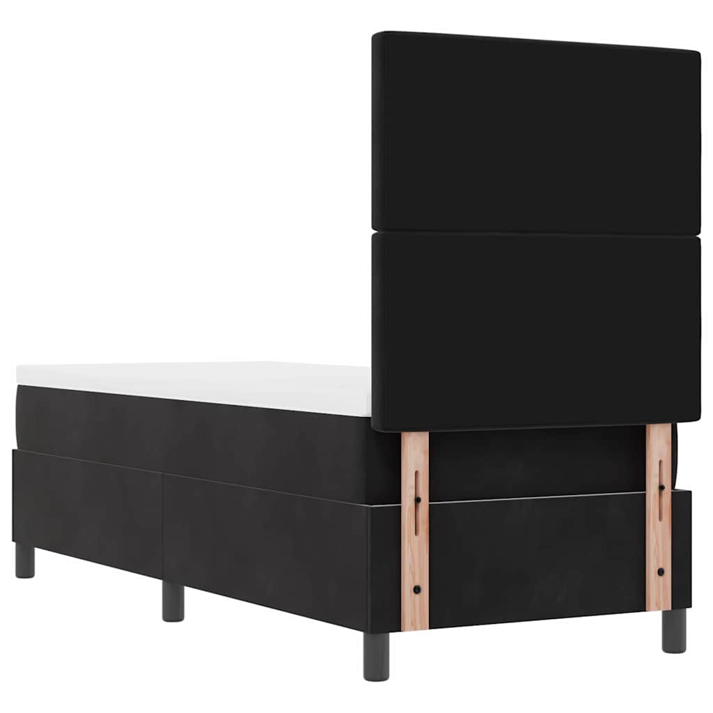LED Box Spring Bed med madras Sort 80 x 200 cm Fløjl