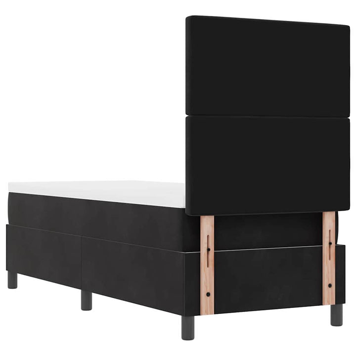 LED Box Spring Bed med madras Sort 80 x 200 cm Fløjl