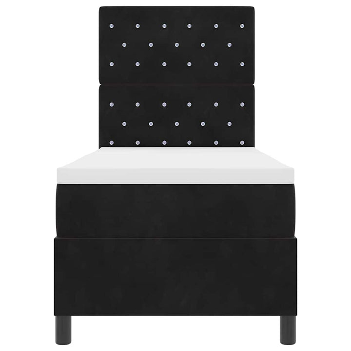LED Box Spring Bed med madras Sort 80 x 200 cm Fløjl