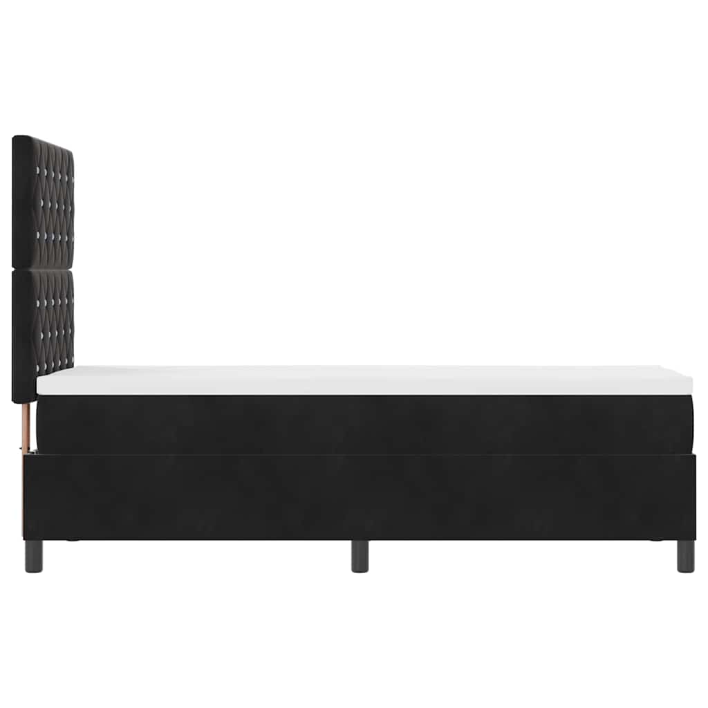 LED Box Spring Bed med madras Sort 80 x 200 cm Fløjl