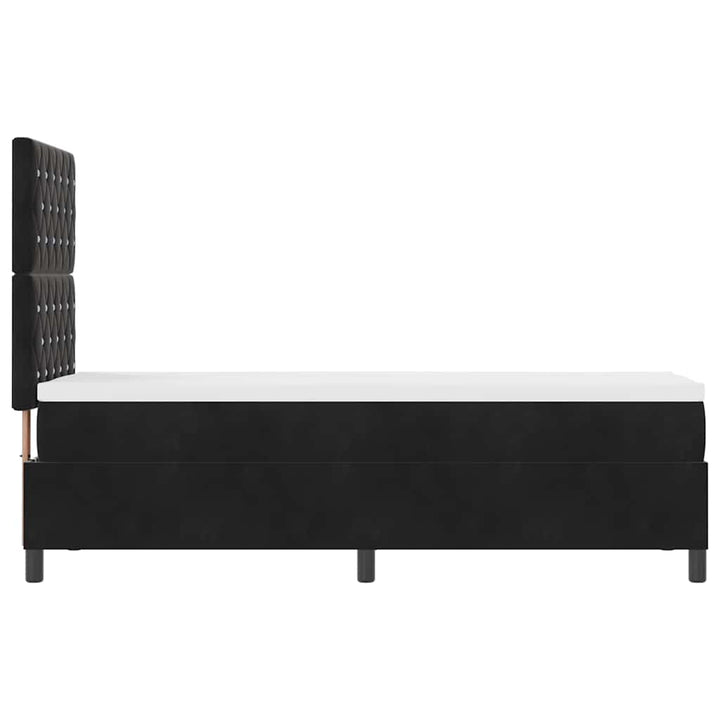 LED Box Spring Bed med madras Sort 80 x 200 cm Fløjl