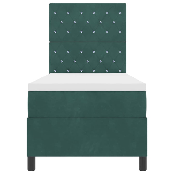 LED Box Spring Bed med madras Mørkegrøn 80 x 200 cm Stof