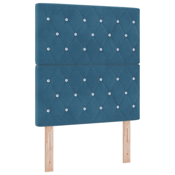 LED Box Spring Bed med madras Mørk blå 80 x 200 cm Fløjl