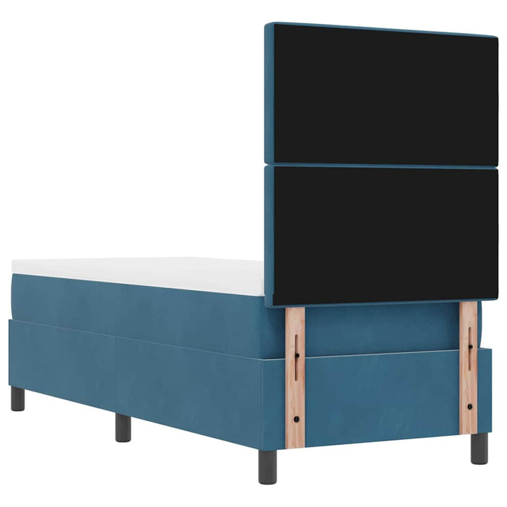 LED Box Spring Bed med madras Mørk blå 80 x 200 cm Fløjl