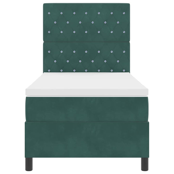 LED Box Spring Bed med madras Mørkegrøn 90 x 190 cm Fløjl