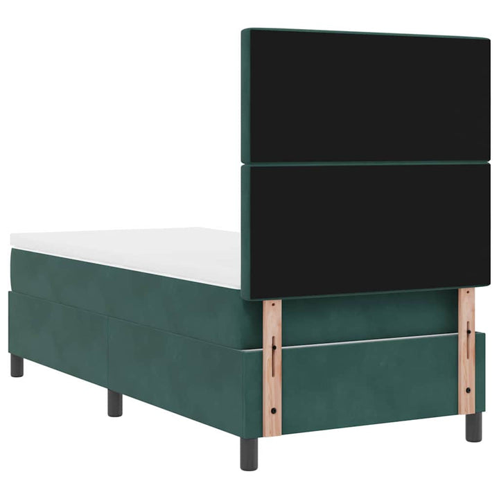 LED Box Spring Bed med madras Mørkegrøn 90 x 200 cm Fløjl