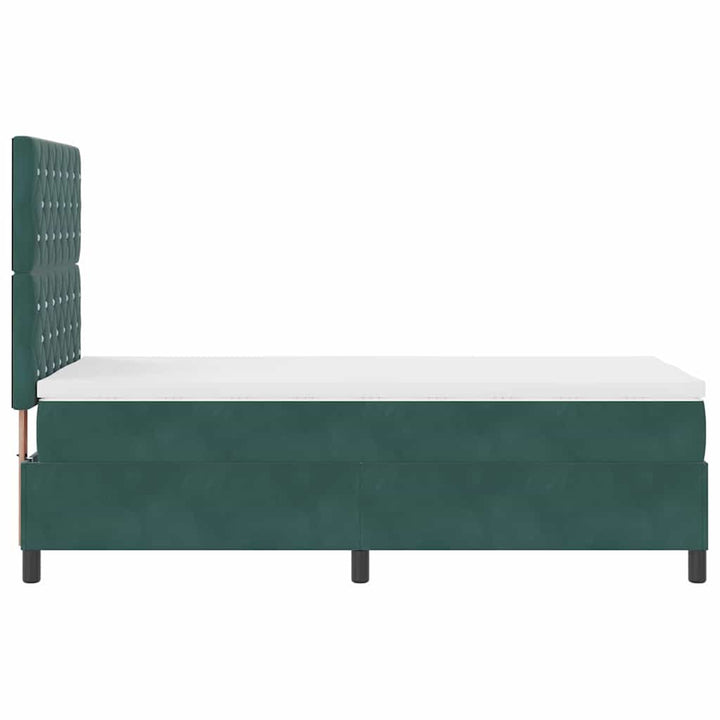 LED Box Spring Bed med madras Mørkegrøn 90 x 200 cm Fløjl