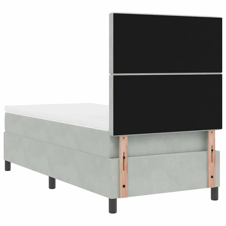 LED Box Spring Bed med madras Lysegrå 100 x 200 cm Fløjl