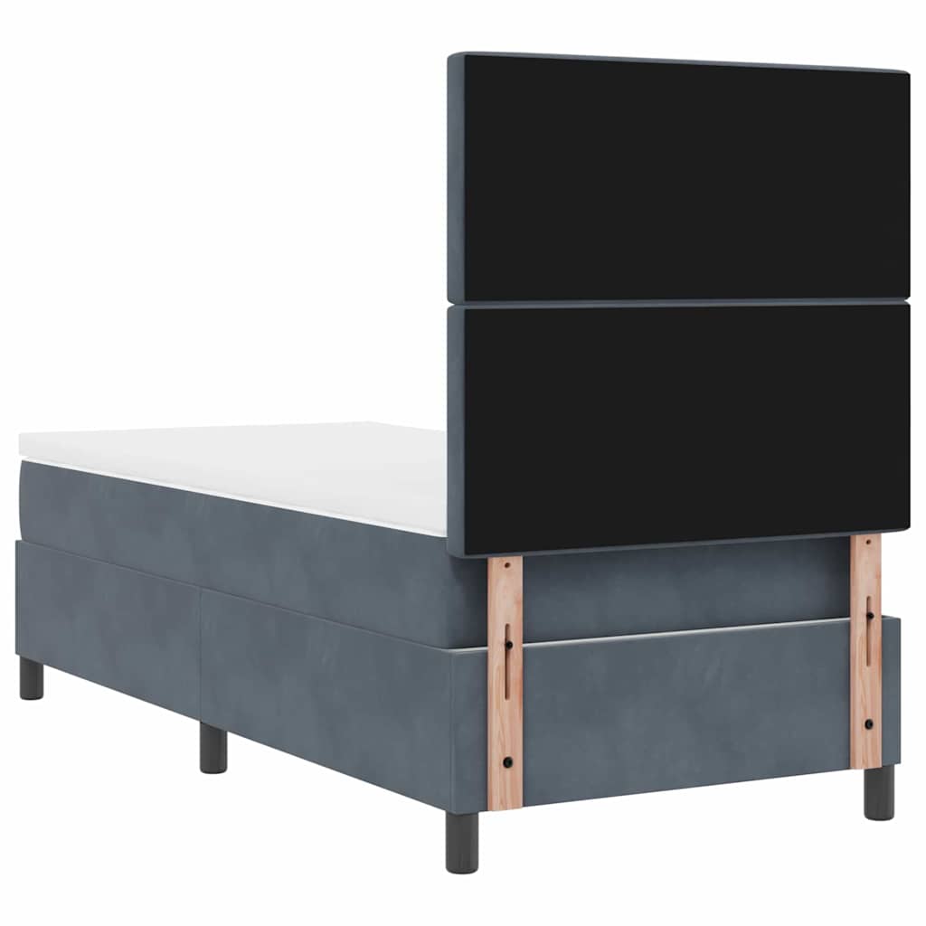 LED Box Spring Bed med madras Mørkegrå 100 x 200 cm Fløjl