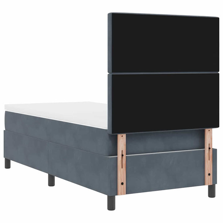 LED Box Spring Bed med madras Mørkegrå 100 x 200 cm Fløjl