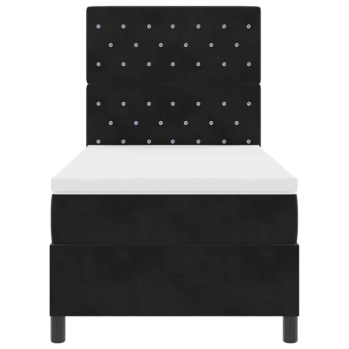 LED Box Spring Bed med madras Sort 100 x 200 cm Fløjl