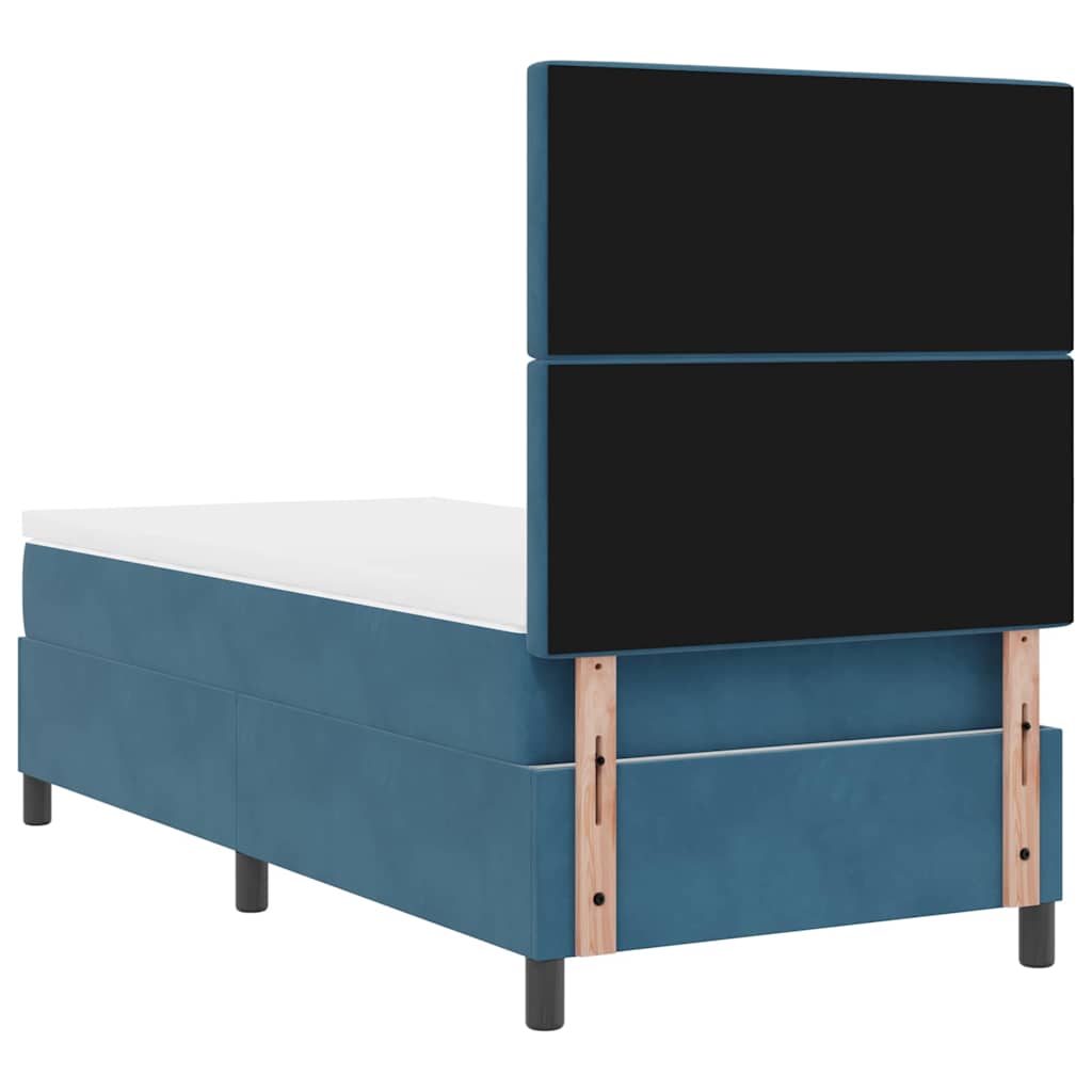 LED Box Spring Bed med madras Mørk blå 100 x 200 cm Fløjl