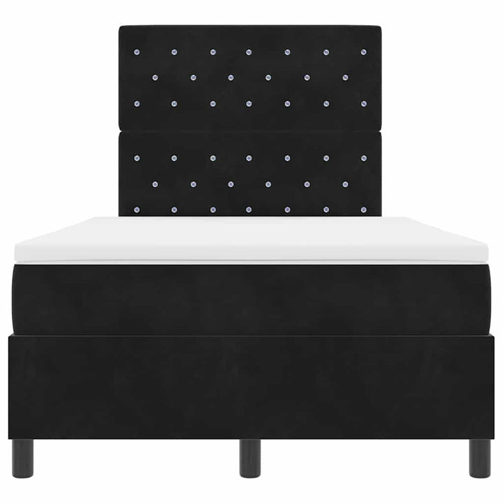 LED Box Spring Bed med madras Sort 120 x 190 cm Fløjl