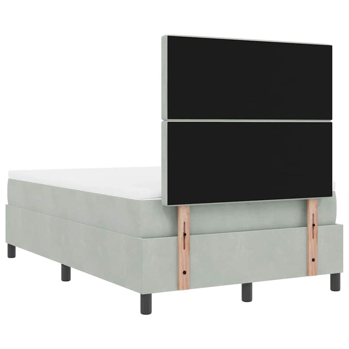 LED Box Spring Bed med madras Lysegrå 120 x 200 cm Fløjl