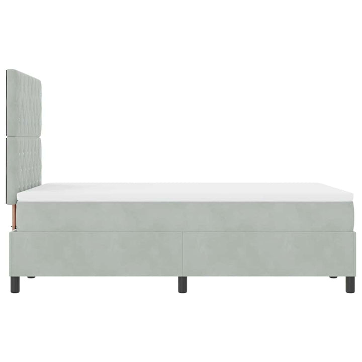 LED Box Spring Bed med madras Lysegrå 120 x 200 cm Fløjl