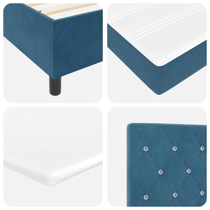 LED Box Spring Bed med madras Mørk blå 120 x 200 cm Fløjl