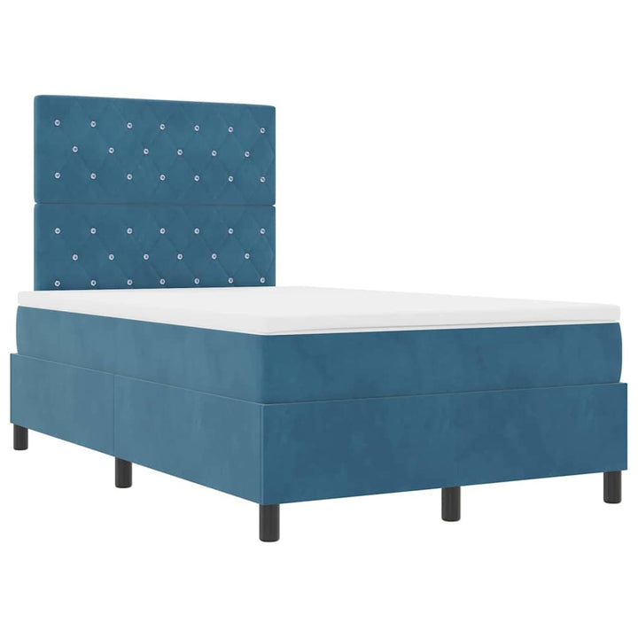 LED Box Spring Bed med madras Mørk blå 120 x 200 cm Fløjl