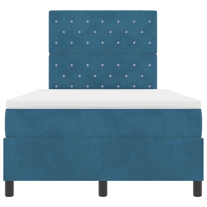 LED Box Spring Bed med madras Mørk blå 120 x 200 cm Fløjl