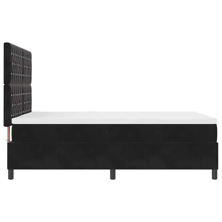 LED Box Spring Bed med madras Sort 140 x 200 cm Fløjl